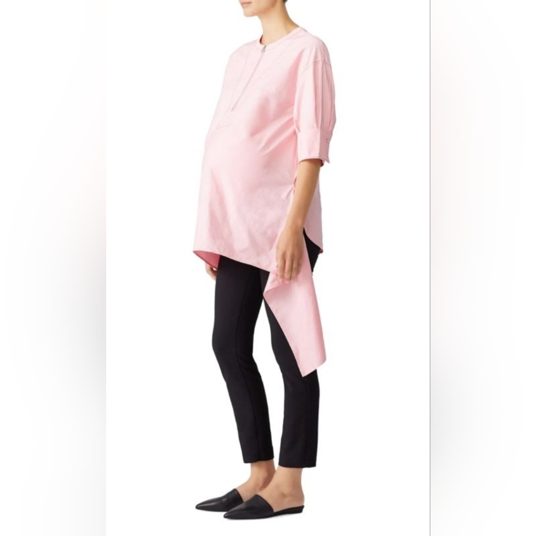 Rrp 295 Cedric Charlier Shirt Blouse High Low Us 8 Tie Around Bow Italy Cotton.